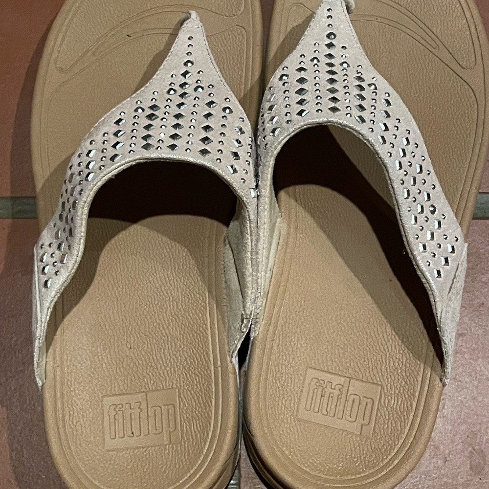 Size 10 nude color studded FitFlop sandals